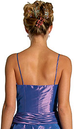 Back image of Short Layered Prom Dress With Flower Applique