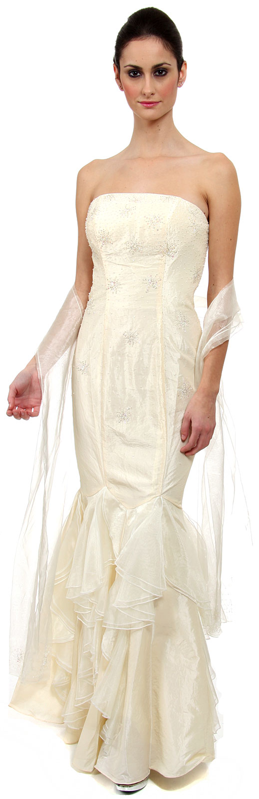 Image of Strapless Beaded Mermaid Style Formal Wedding Dress in alternative image