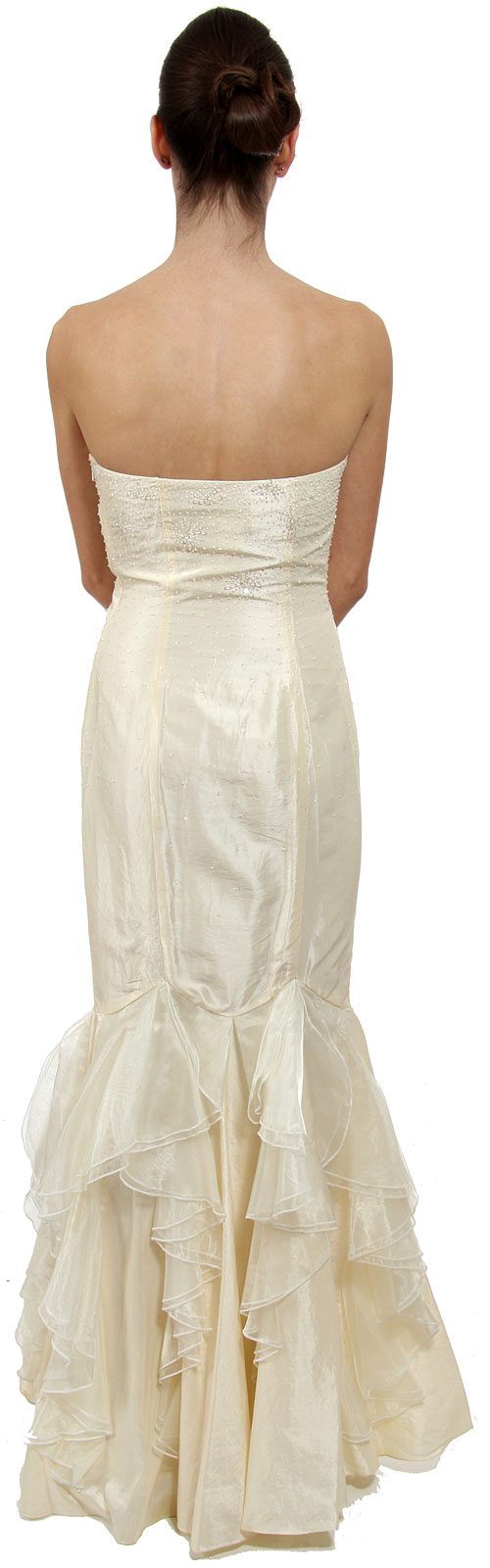 Back image of Strapless Beaded Mermaid Style Formal Wedding Dress