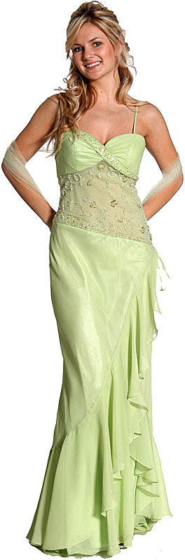 Main image of Ruffled And See-thru Formal Prom Dress