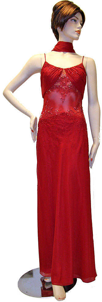 Main image of Spaghetti Strapped Rouched Beaded Dress