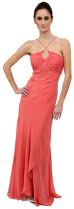 Main image of Keyhole Ruched Bust Beaded Formal  prom Dress