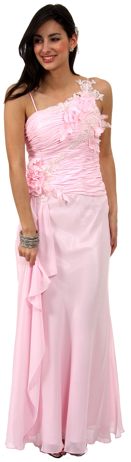 Main image of Asymmetric Top Floral And Sheered Formal  dress
