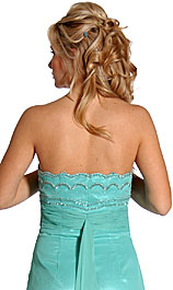 Back image of Strapless Beaded Full Length Prom Dress