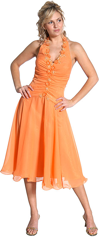 Main image of Miniature Flower Halter Short Prom Dress