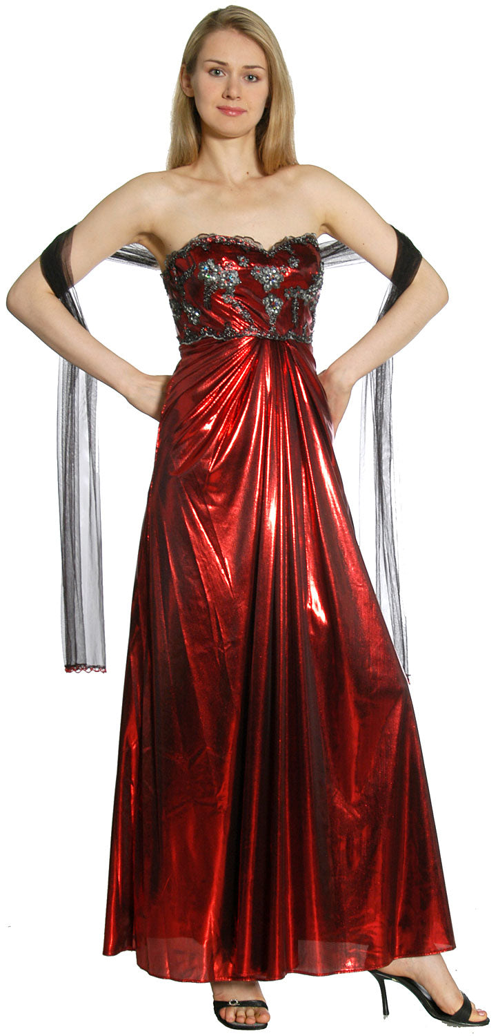 Image of Strapless Sweetheart Formal Evening Dress in Burgundy alternative view
