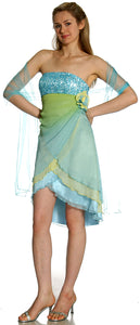 Image of Short Wrap-around Prom Dress in Light Blue alternative view