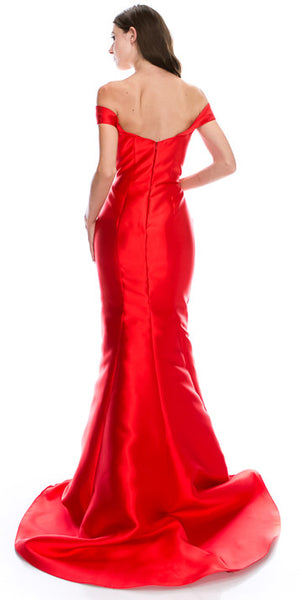 Back image of Off-shoulder Mermaid Skirt Long Prom Pageant Dress