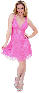 Main image of Fully Beaded V-neck Short Dress