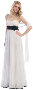 Image of Roman Inspired Long Formal Dress With Floral Applique in White/Black
