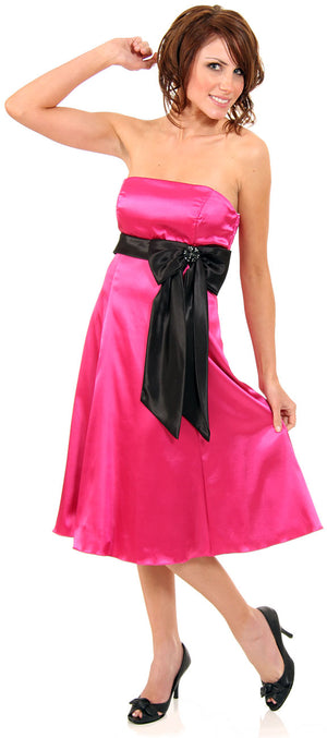 Image of Strapless Two Toned Prom Dress With Bow Appliqu in alternative image