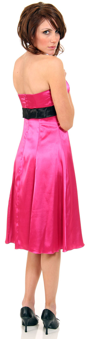 Back image of Strapless Two Toned Prom Dress With Bow Appliqu