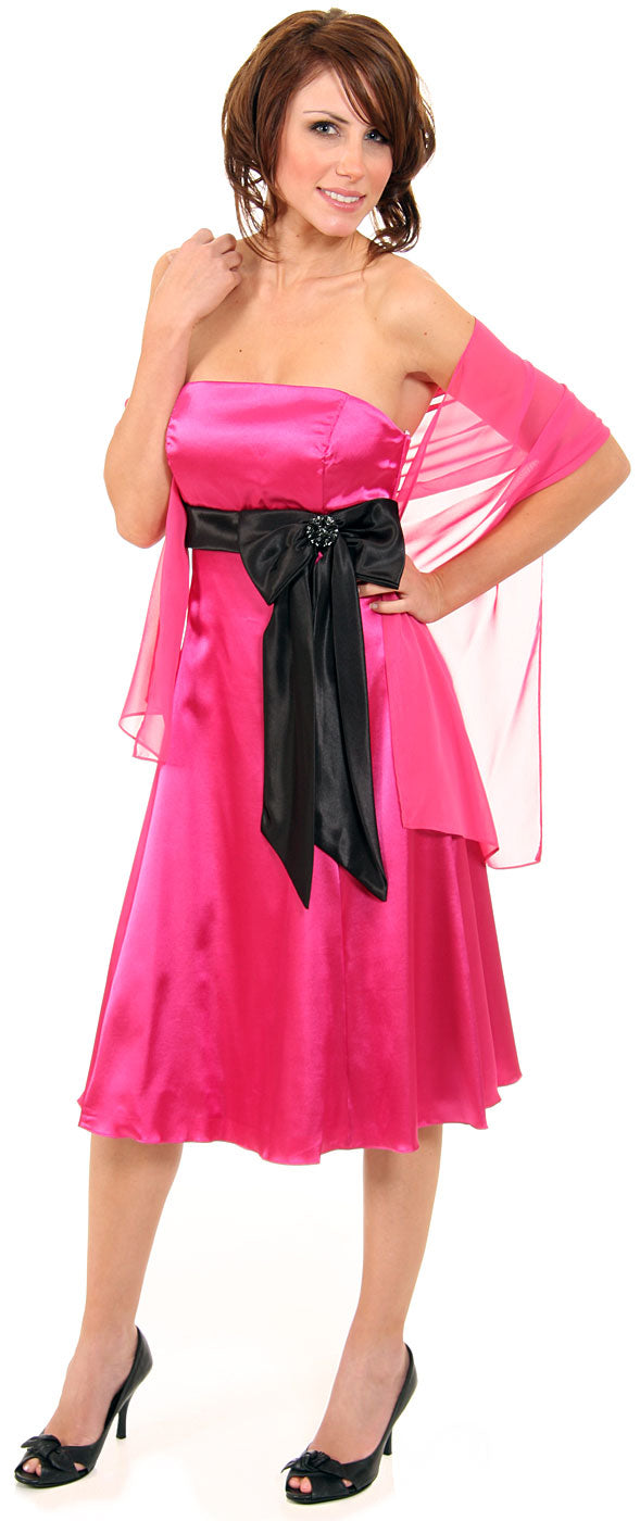 Main image of Strapless Two Toned Prom Dress With Bow Appliqu