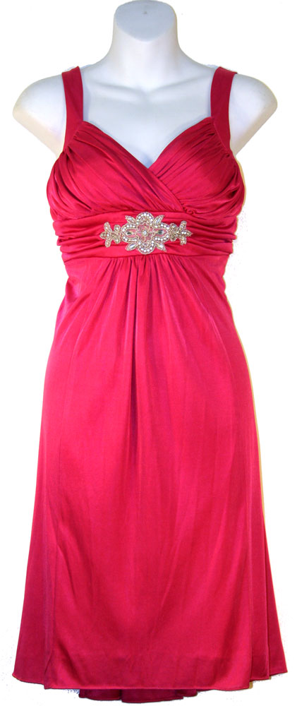 Image of Ruched Overlap Bust Short Formal Party Dress in Fuchsia
