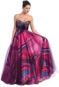 Main image of Multi Colored Flared Formal Prom Gown