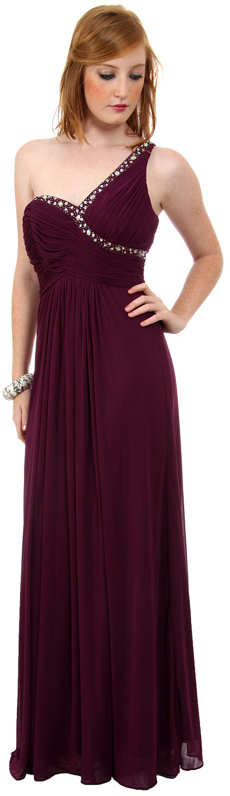 Main image of Greco Roman Formal Prom Dress With Bead Accents