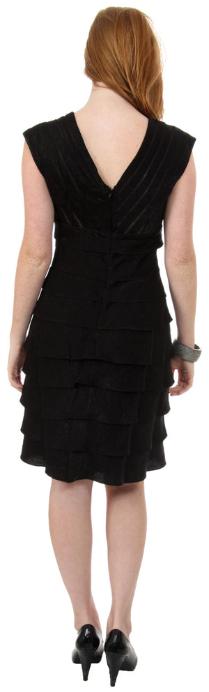 Image of Aqua Inspired Cocktail Dress With Cascading Ruffles back in Black