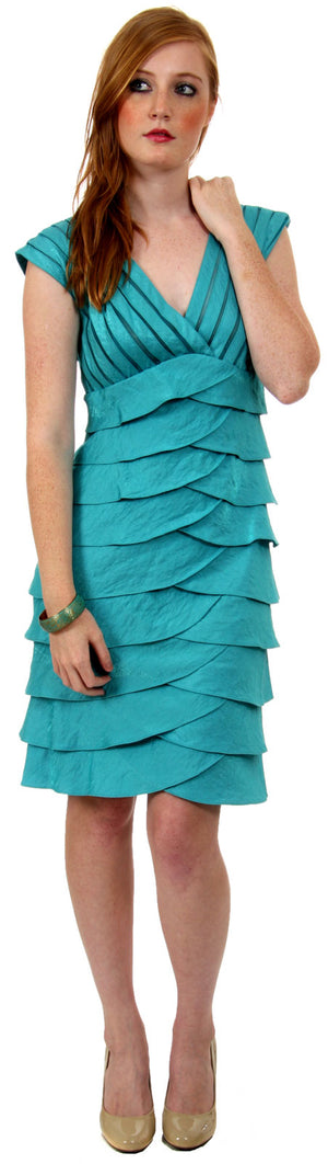 Main image of Aqua Inspired Cocktail Dress With Cascading Ruffles