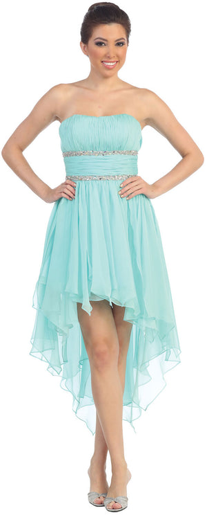 Image of Elegant High-low Prom Dress With Asymmetrical Hem in Mint
