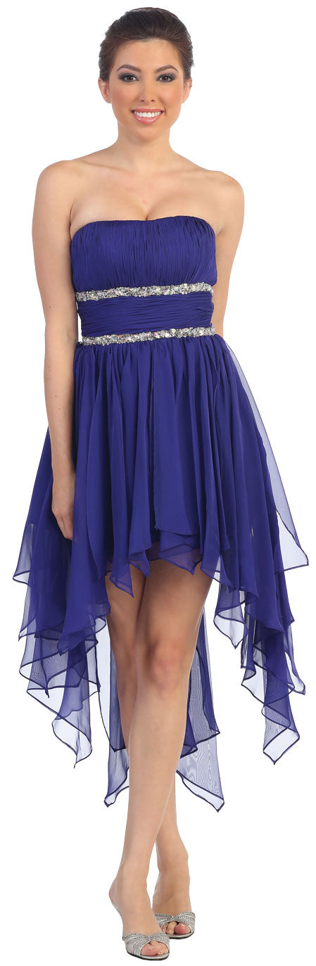 Image of Elegant High-low Prom Dress With Asymmetrical Hem in Purple