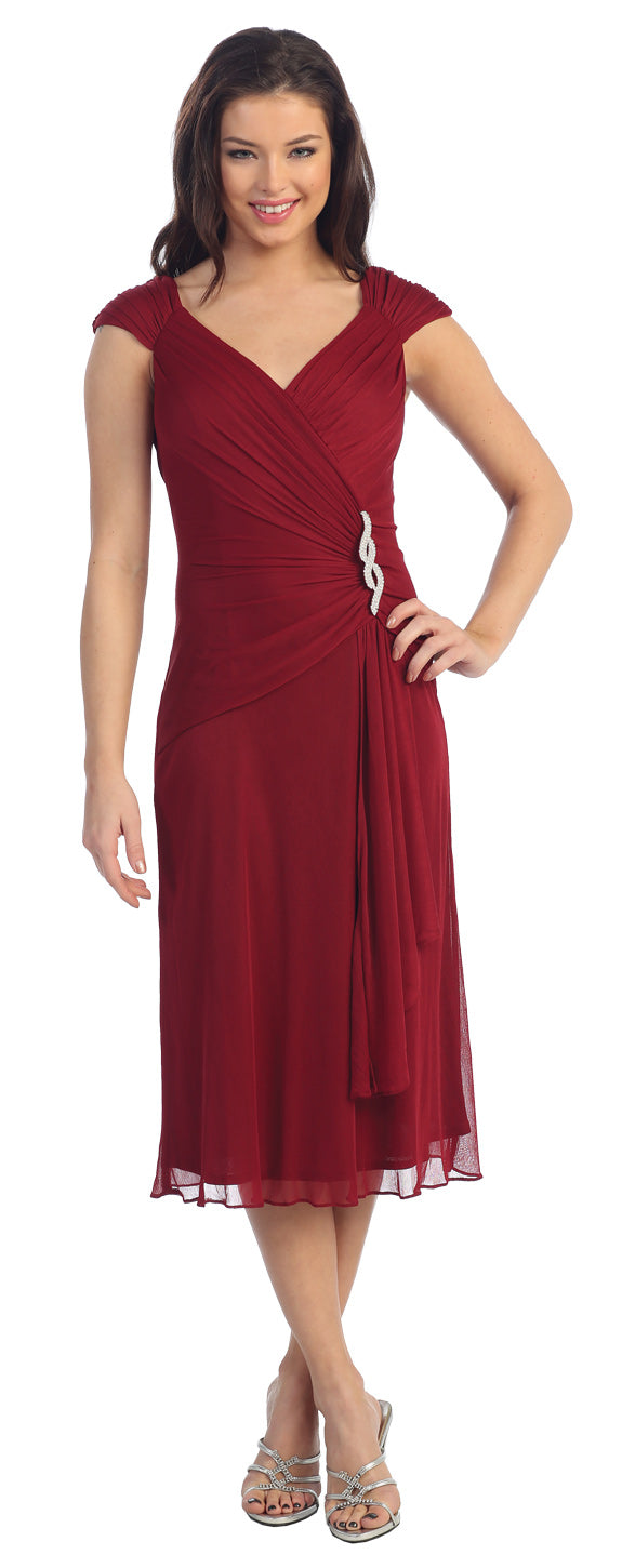 Main image of V-neck Broad Straps Medium Length Cocktail Party Dress