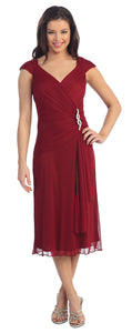 Main image of V-neck Broad Straps Medium Length Cocktail Party Dress