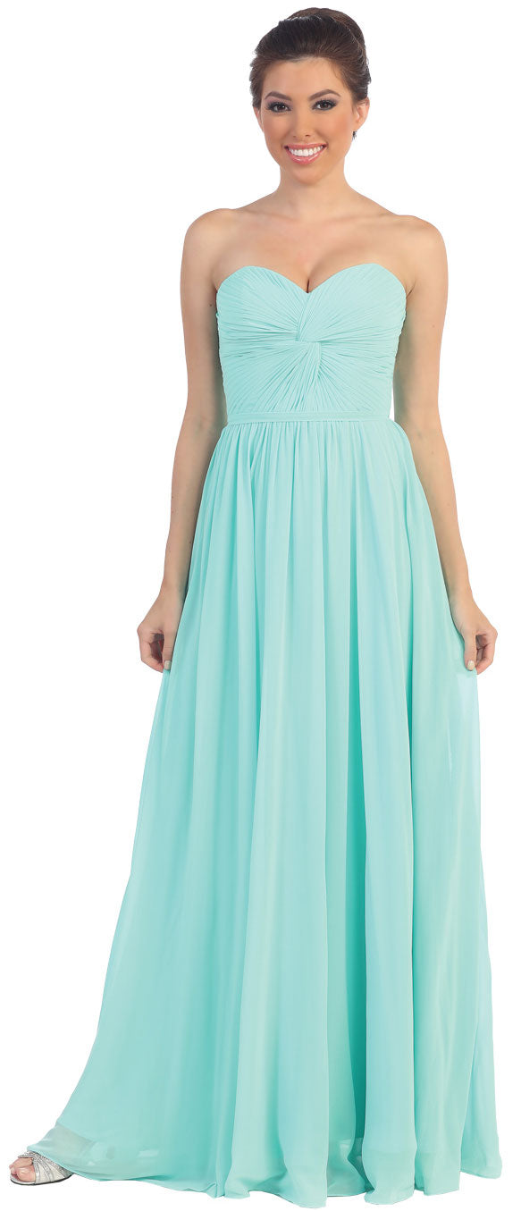 Strapless Twist Knot Bust Formal Bridesmaid Dress