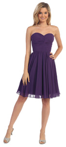 Strapless Pleated Knot Bust Short  Bridesmaid Party Dress
