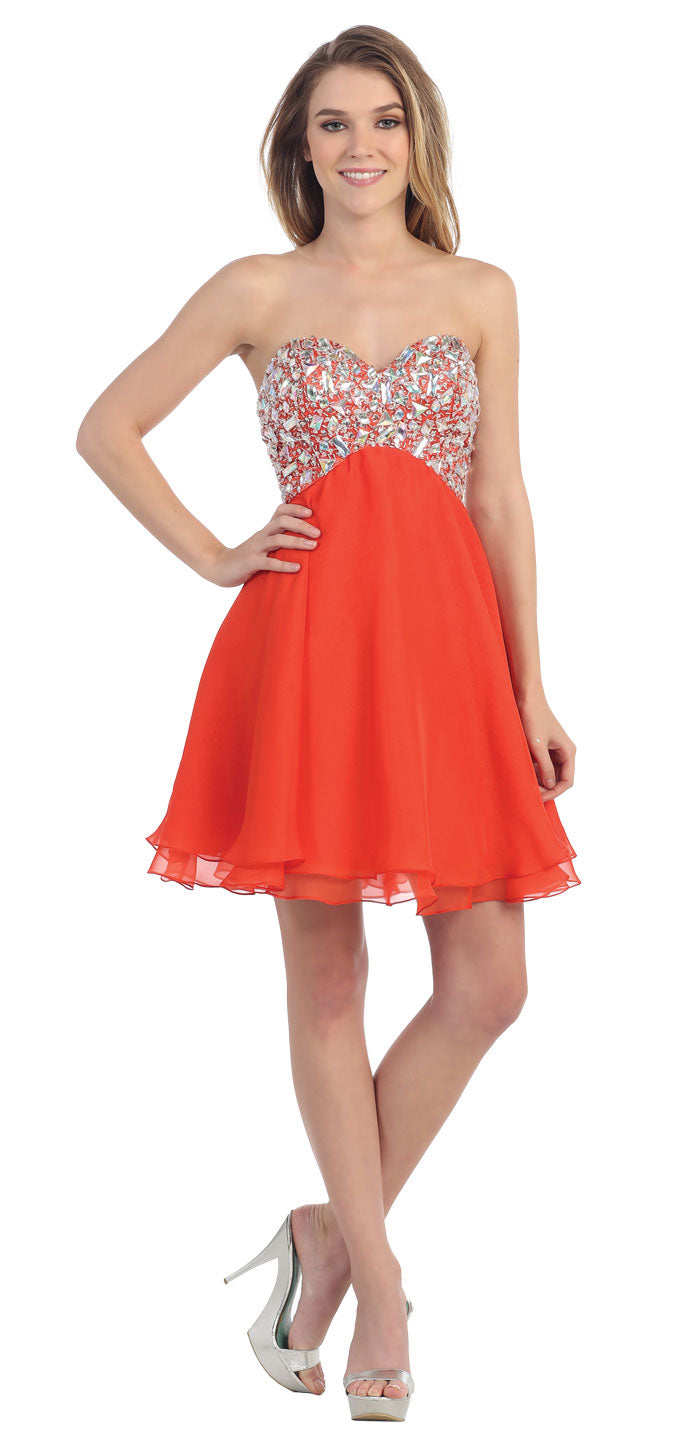 Main image of Strapless Bejeweled Bodice Short Party Prom Dress
