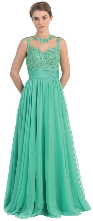 Image of Floral Lace Bust Full Length Formal Prom Dress in an alternative picture