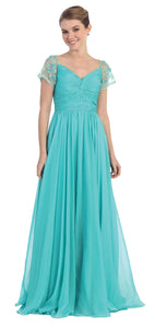 Main image of Short Sleeves Twist Knot Bust Long Formal Mob Dress