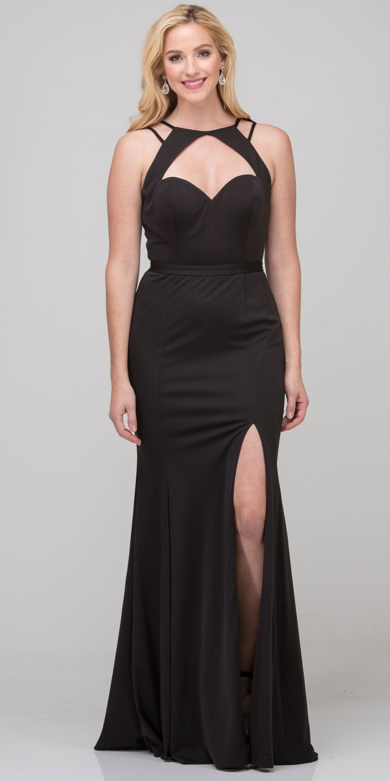 Image of Cutout Sweetheart Neckline Long Fitted Formal Prom Dress in Black