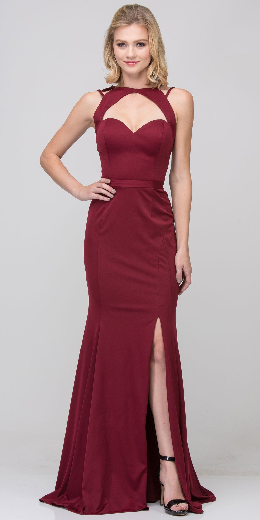 Main image of Cutout Sweetheart Neckline Long Fitted Formal Prom Dress