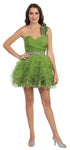 Main image of One Shoulder Tiered Skirt Mesh Short Prom Dress 