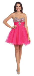 Main image of Strapless Sequins Bust Mesh Short Party Prom Dress