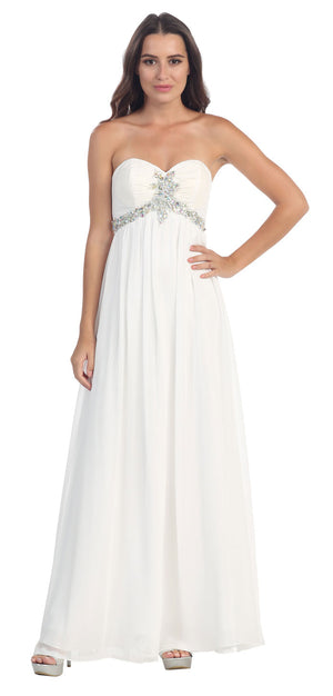 Main image of Strapless Rhinestones Bust Long Formal Bridesmaid Dress