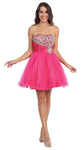 Main image of Strapless Rhinestones Bust Short Tulle Party Dress