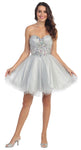 Main image of Strapless Rhinestones Bust Short Tulle Party Dress