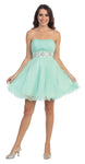 Main image of Strapless Pleated Rhinestone Waist Short Party Dress 