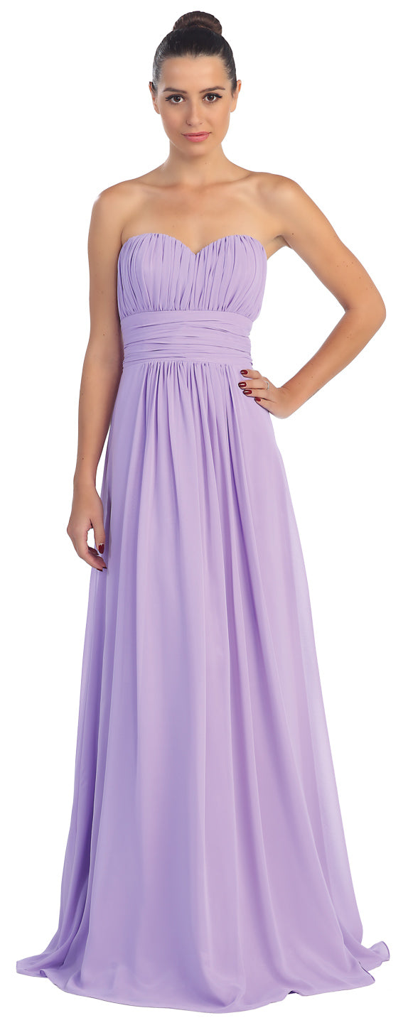 Main image of Strapless Shirred Bust Long Formal Bridesmaid Dress