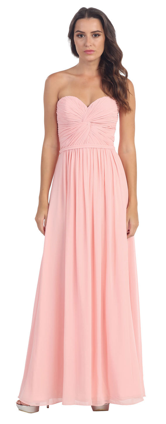 Main image of Strapless Twist Knot Bust Long Formal Bridesmaid Dress
