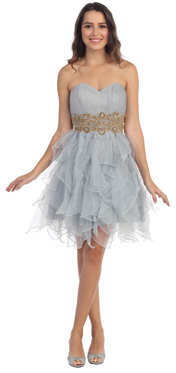 Main image of Strapless Layered Skirt Organza Short Party Dress