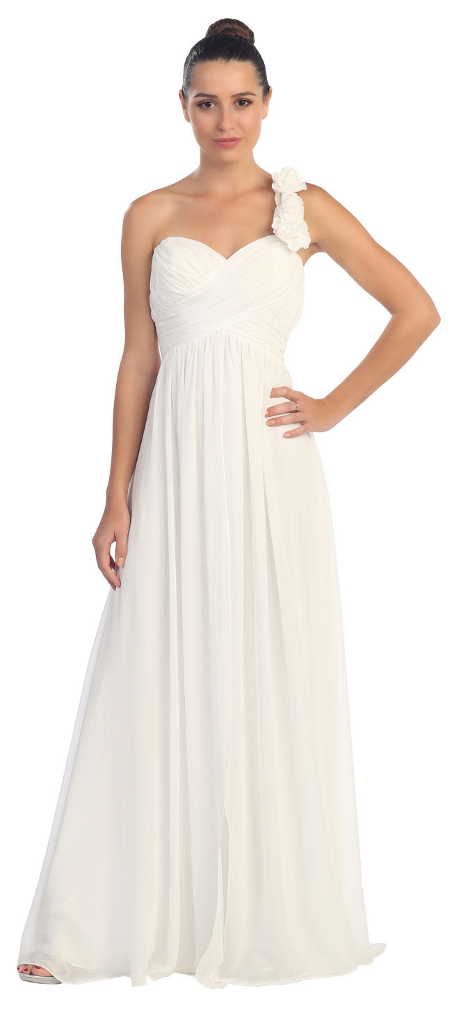 Image of Floral Accent One Shoulder Long Formal Bridesmaid Dress in an alternative picture