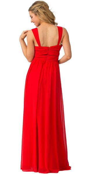 Back image of Sweetheart Neck Pleated Bust Long Bridesmaid Dress