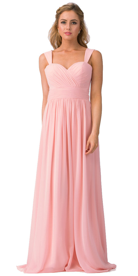 Main image of Sweetheart Neck Pleated Bust Long Bridesmaid Dress