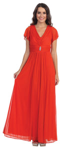 Main image of V-neck Ruffled Sleeves Long Formal Mother Of The Bride Dress