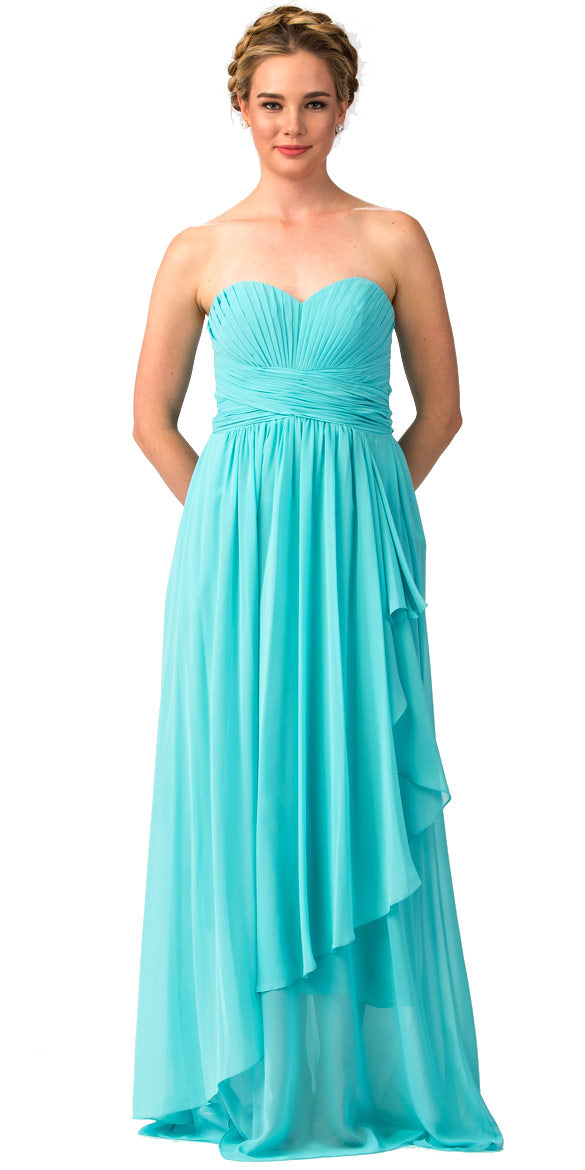 Main image of Strapless Pleated & Shirred Bust Long Bridesmaid Dress