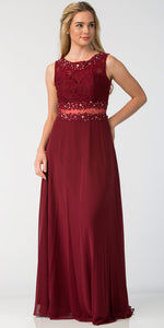 Main image of Mock Two Piece Lace Bodice Floor Length Prom Dress