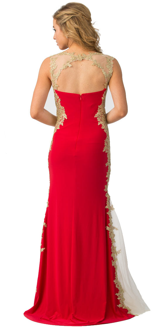 Back image of Sweetheart Neck Lace & Mesh Embellishments Long Prom Dress