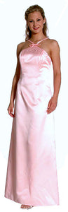Image of Crossed Front Beaded Evening Dress in Peach color